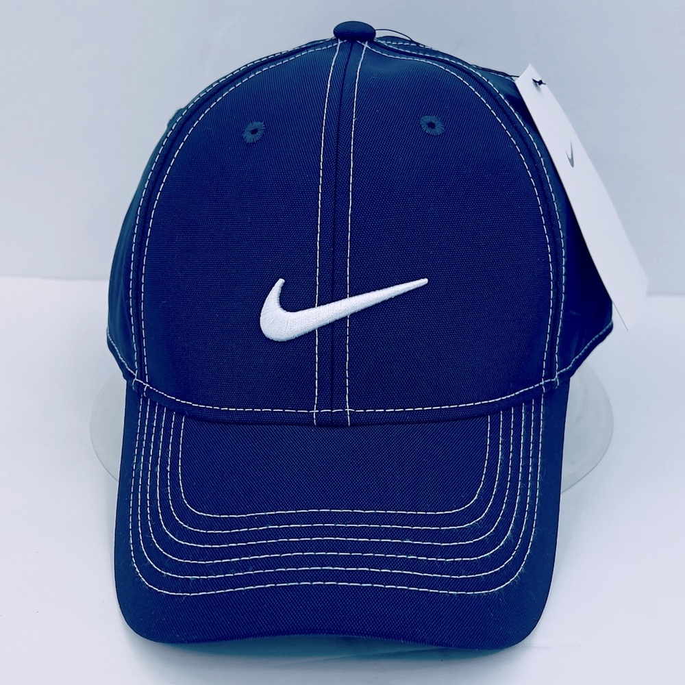 NIKE, HAT/CAP UNISEX, NAVY BLUE COLOR,UNISEX, ADJ STRAP, EMBROIDERED WHITE LOGO